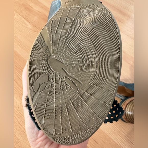 Blue leather Mjus block low heel sling back size 37 NWOT - Picture 7 of 9